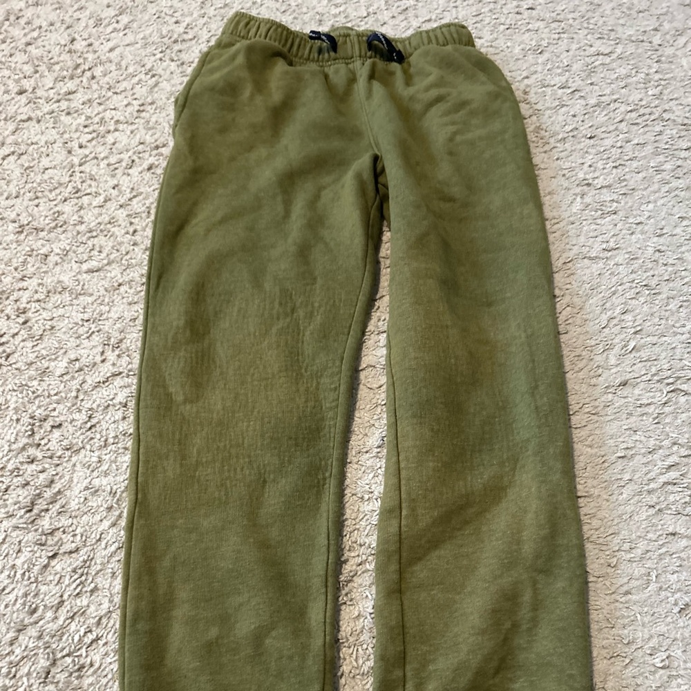 Kids Olive Green Knit Jogger Pants